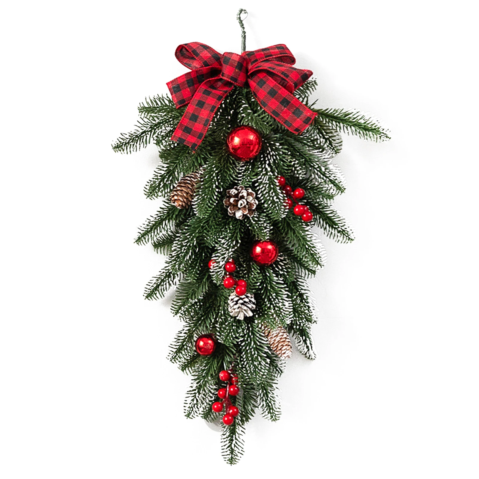 Christmas Swag Garland Pine Cone Wall Hanging Festive Ornament Decor Xmas Upside Down Wreath Simulation Plant Flower Pendant