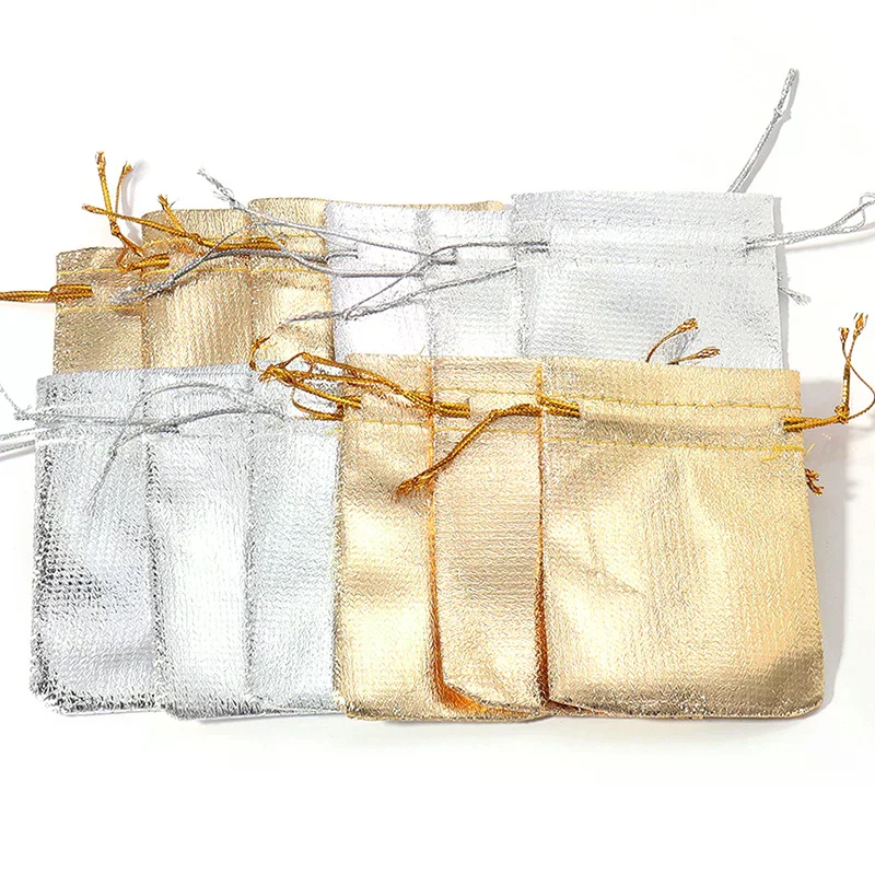 10개/묶음 7x9cm 9x12cm 10x15cm 13x18cm 색상 조절 가능한 보석 포장 가방 파티 캔디 끈 결혼식 선물 가방