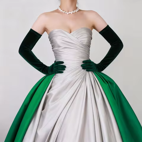 Women 65cm/53cm Velvet Long Gloves Evening Dress Etiquette Warm Gloves Retro Style Banquet Elasticity 1920s Evening Opera Gloves