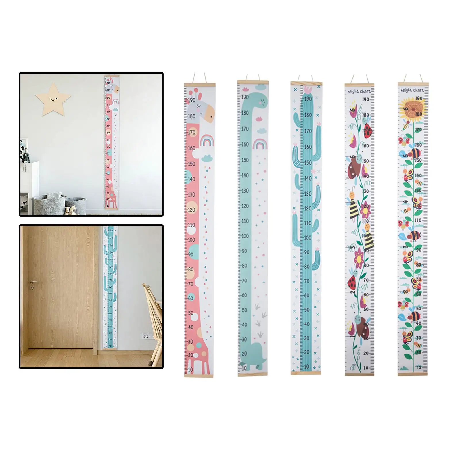 Unisex Children Growth Scale Wall Decoration Height Measuring Ruler Canvas Poster for Kids Bedroom Daycare Playroom Easy Read