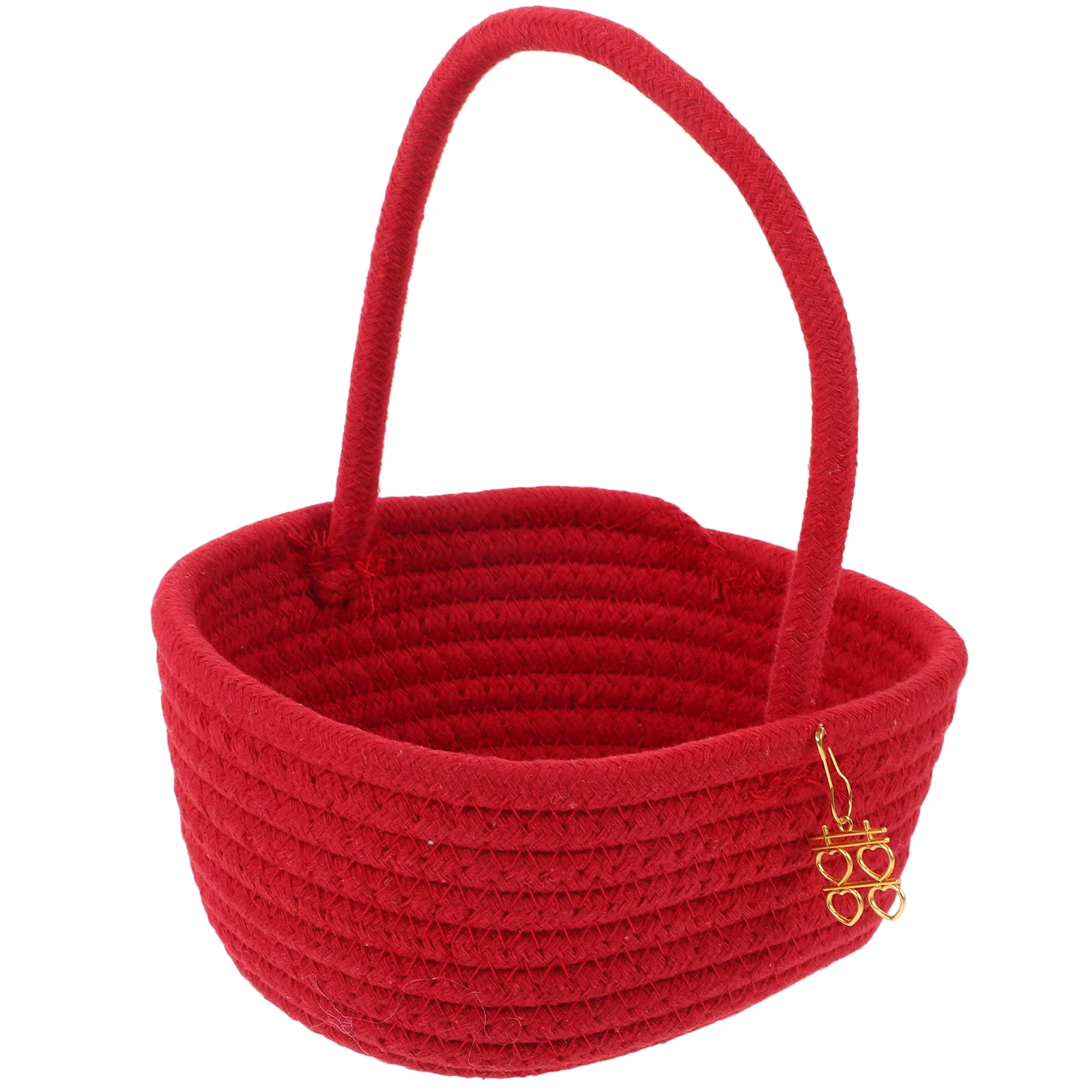 Cesta roja con asa festiva, almacenamiento de regalos de boda, cesta de aperitivos para dulces, recuerdos de Chocolate, decoración de fiesta