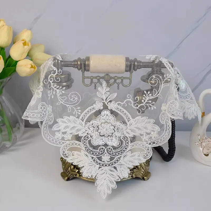 European Lace Embroidery Beautiful Placemat Coaster Balcony Coffee Table Mat Tea Set Electrical Dust Cover Cloth Wedding Decor