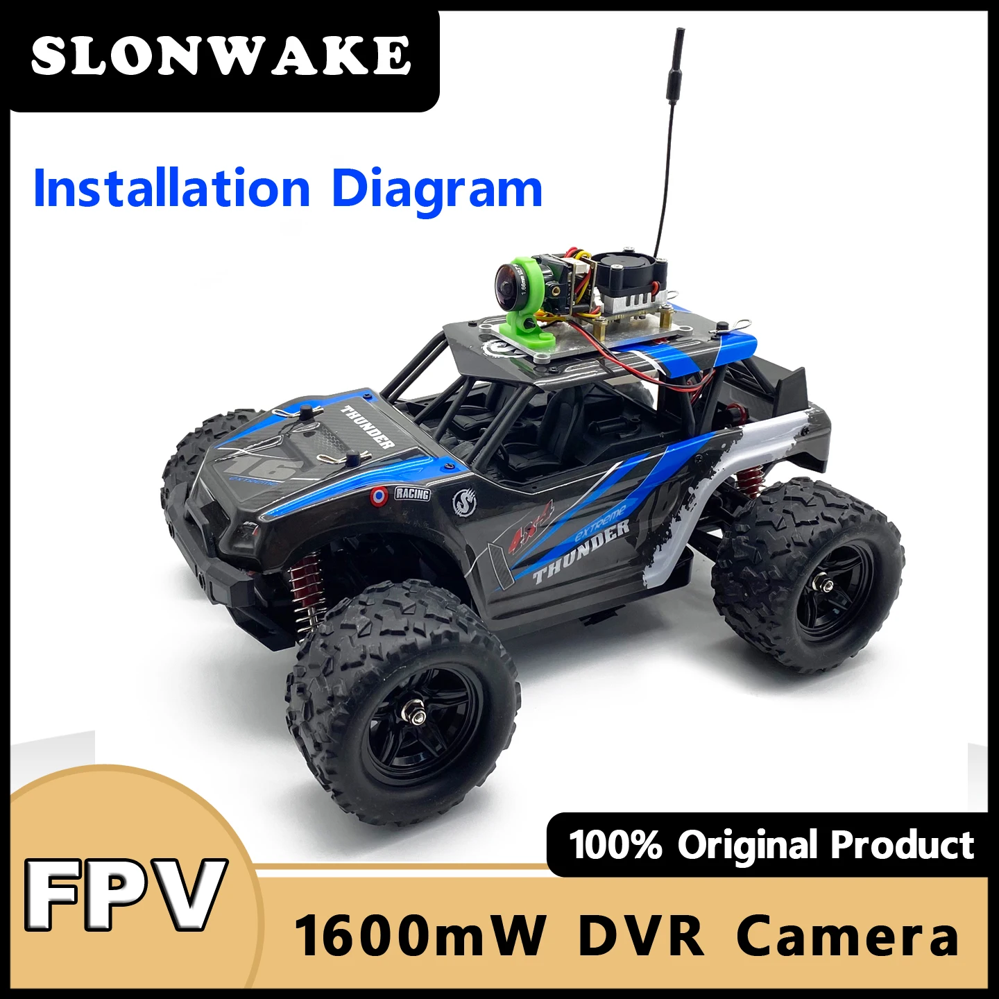 SLONWAKE 5.8G 48CH 200/500/1000/1600mW 조절 가능한 송신기 카메라 AIO DVR 녹화 800*480px 지원 64G TF 카드 RC FPV용