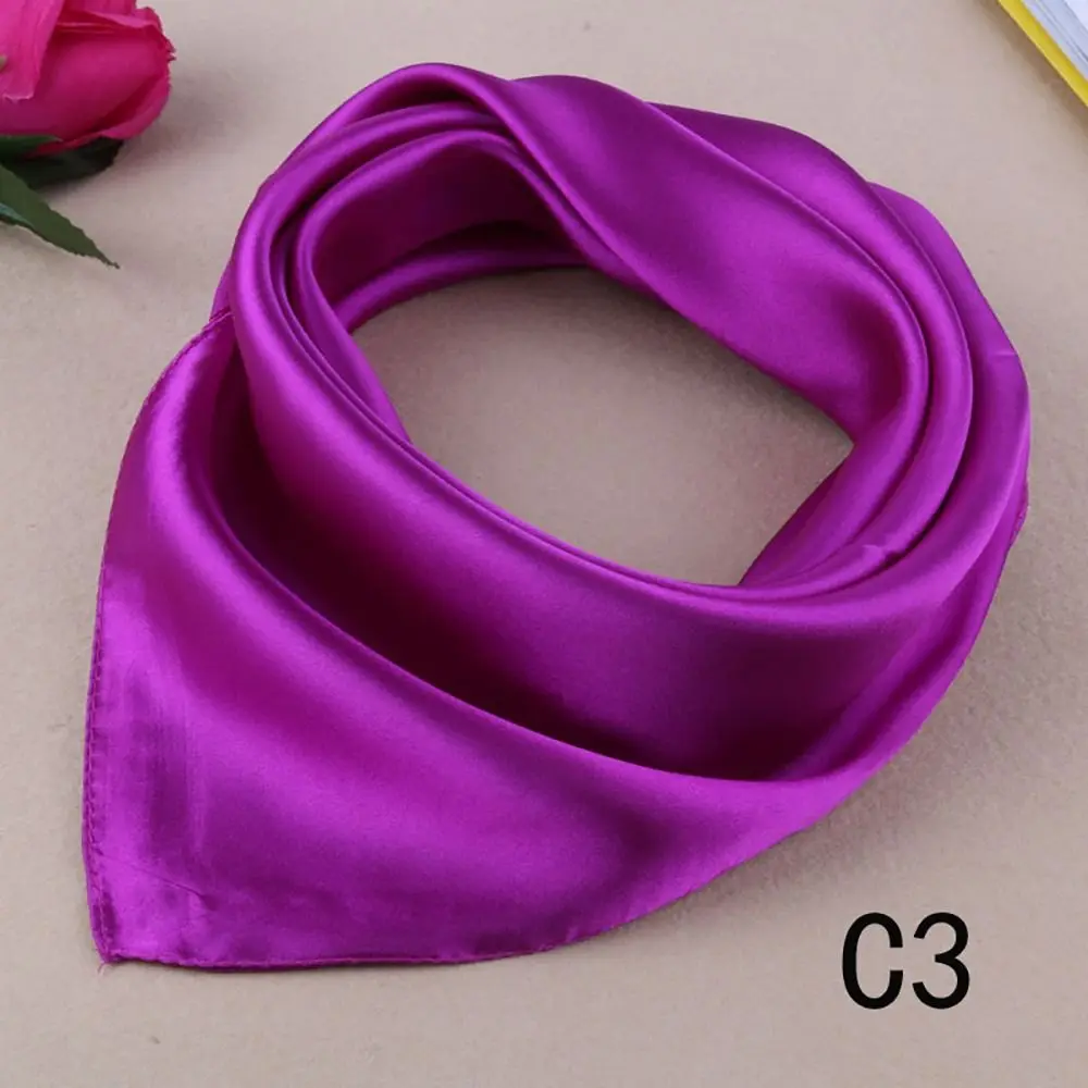 

Durable 60*60cm Silk Scarf Solid Item Color Imitation Silk Neck Wrap Satin Square Scarf Workers