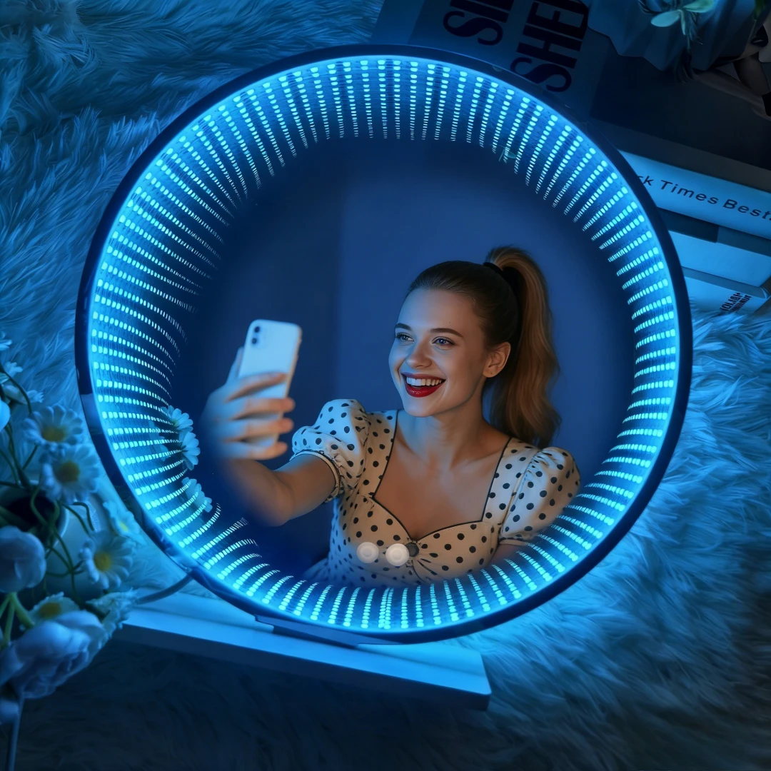 Circular Layered Mirror Tunnel Neon Light Novel Simple Design - USB Powered for Home Bedroom Decoration & Ideal Gift for Friends
