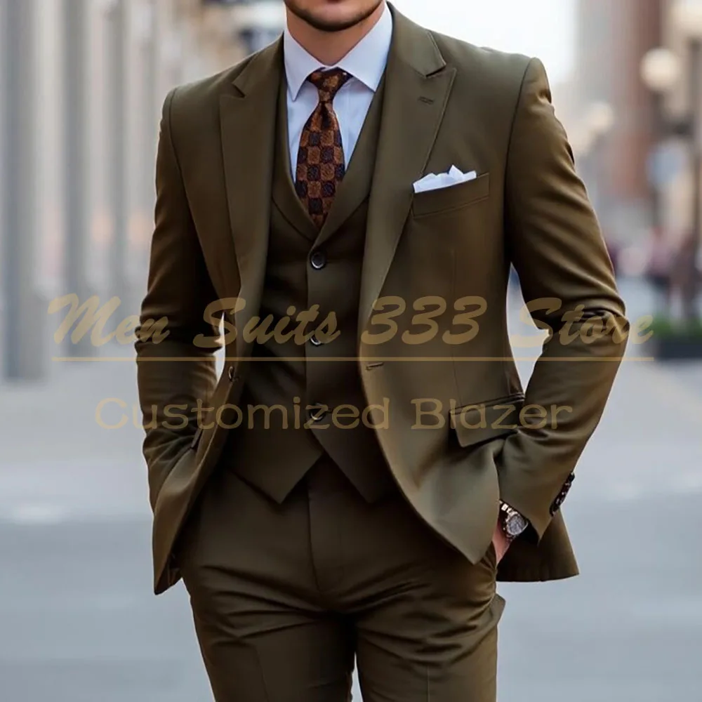 

KSDN Роскошные мужские костюмы из трех предметов, куртка, брюки, жилет, наряды, формальный свадебный блейзер на заказ, элегантная мужская одежда, костюм Homme