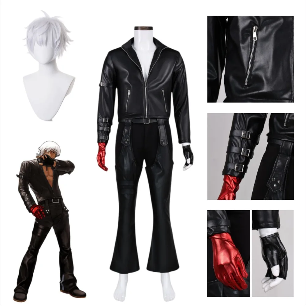 Disfraz de Cosplay de KOF Maximum Impact, Traje Negro, Personaje de Videojuego de Lucha, Anime Completo, Halloween, Comic Con, Ropa para Representaciones Escénicas