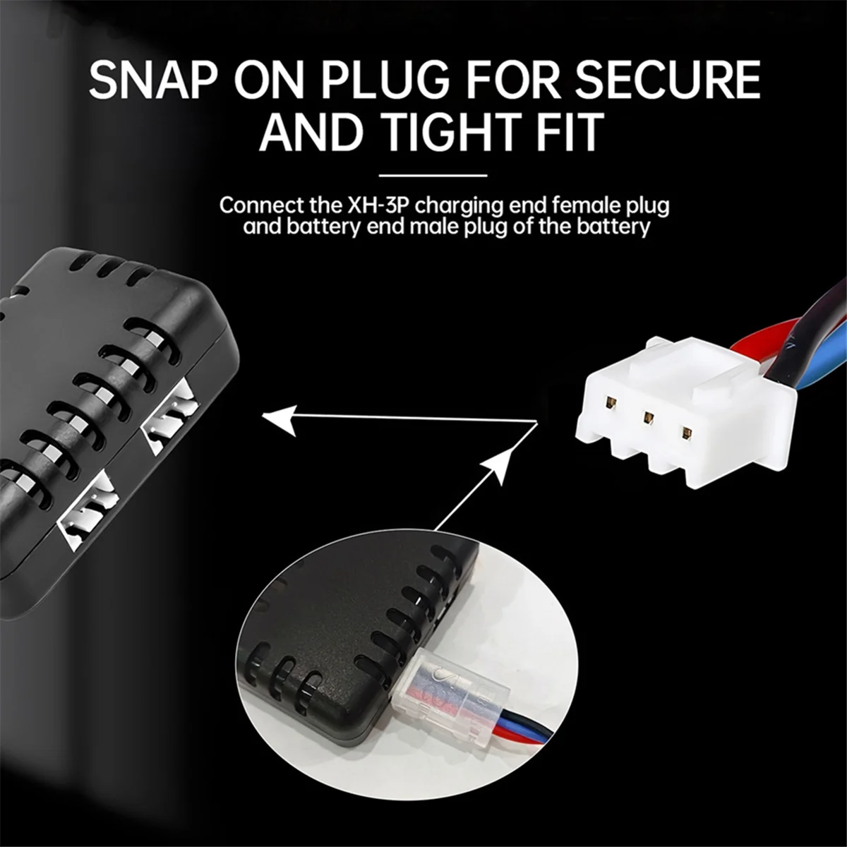 2S 7.4V 2-In-1 Charger with XH-3P Connector Plug for AX24 SCX24 UTB18 SCX24 RC Cars & Trucks,7.4V 2S Lithium Batteries SQ