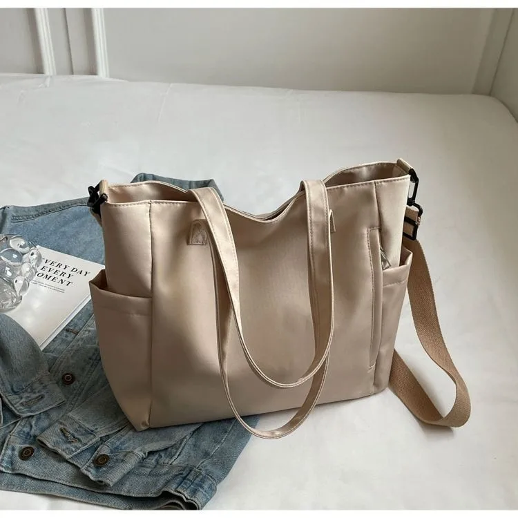 Custom Logo Oxford Tote Bag for Women Large Capacity Shoulder Handbag Multi Pockets Work Shopping Daily Commute Ladies Tote Bag