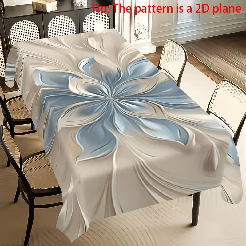 2D flat-patterned decorative tablecloth with floral art print, multi-functional rectangular table mat - machine washablexzj