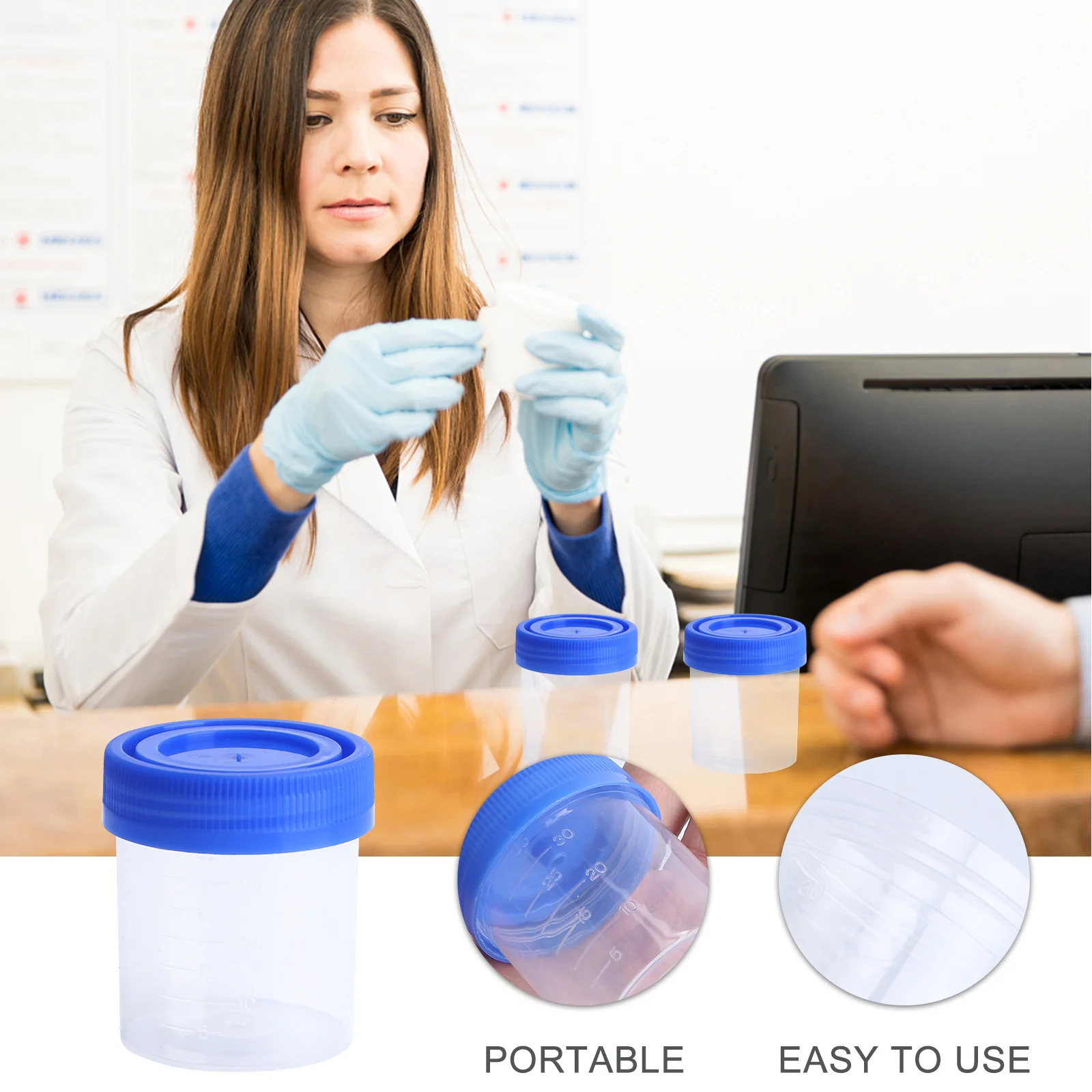 50 Pcs/1 Pack 40ml Plastic Specimen Sampling Cup Practical Urine Sealed Container with Spiral Cover for Laboratory Use (Random C