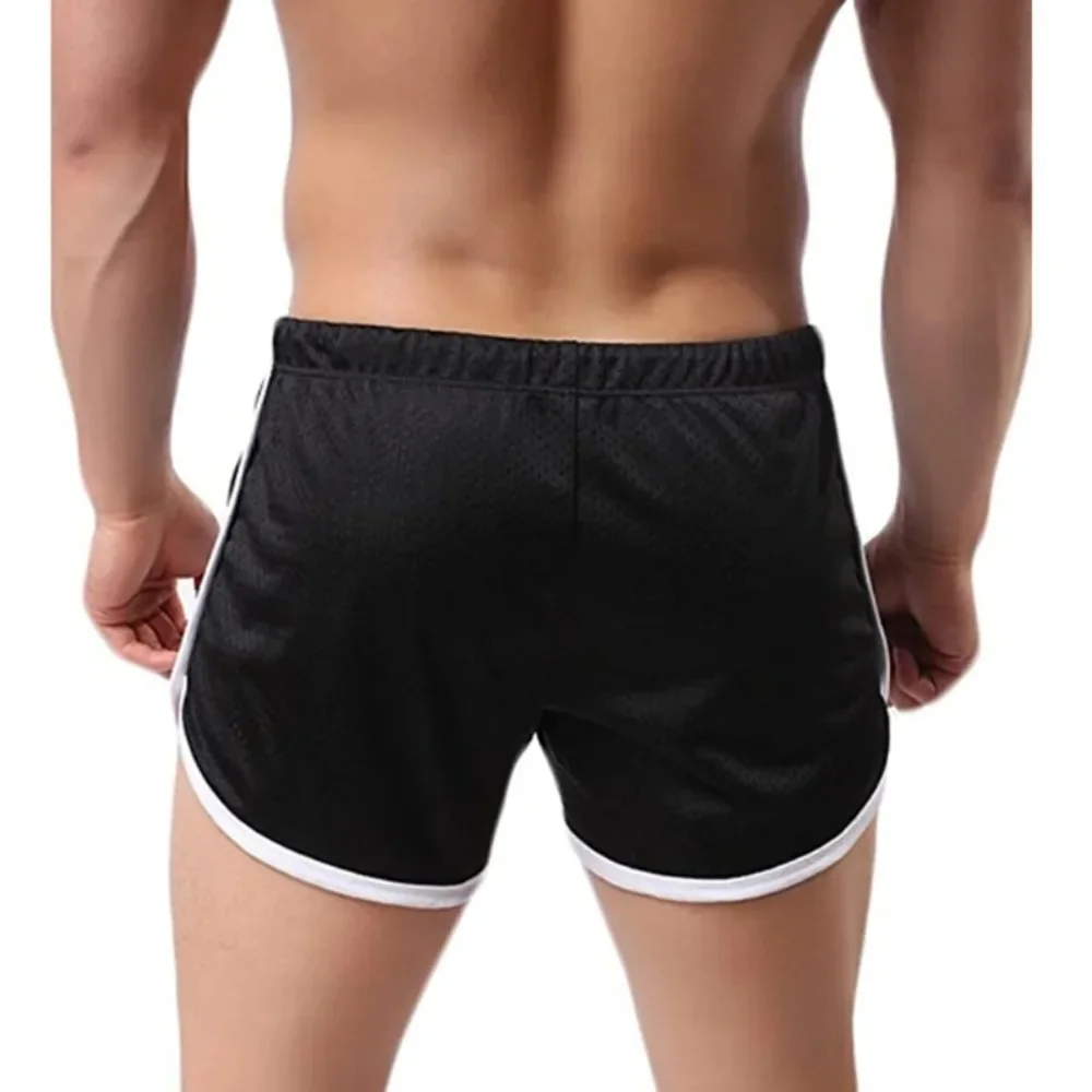 New Men\'s Quick Dry Shorts Beachwear Workout Gym Sports Running Short Fitness 2024 Casual Elastic Drawstring Mesh Shorts