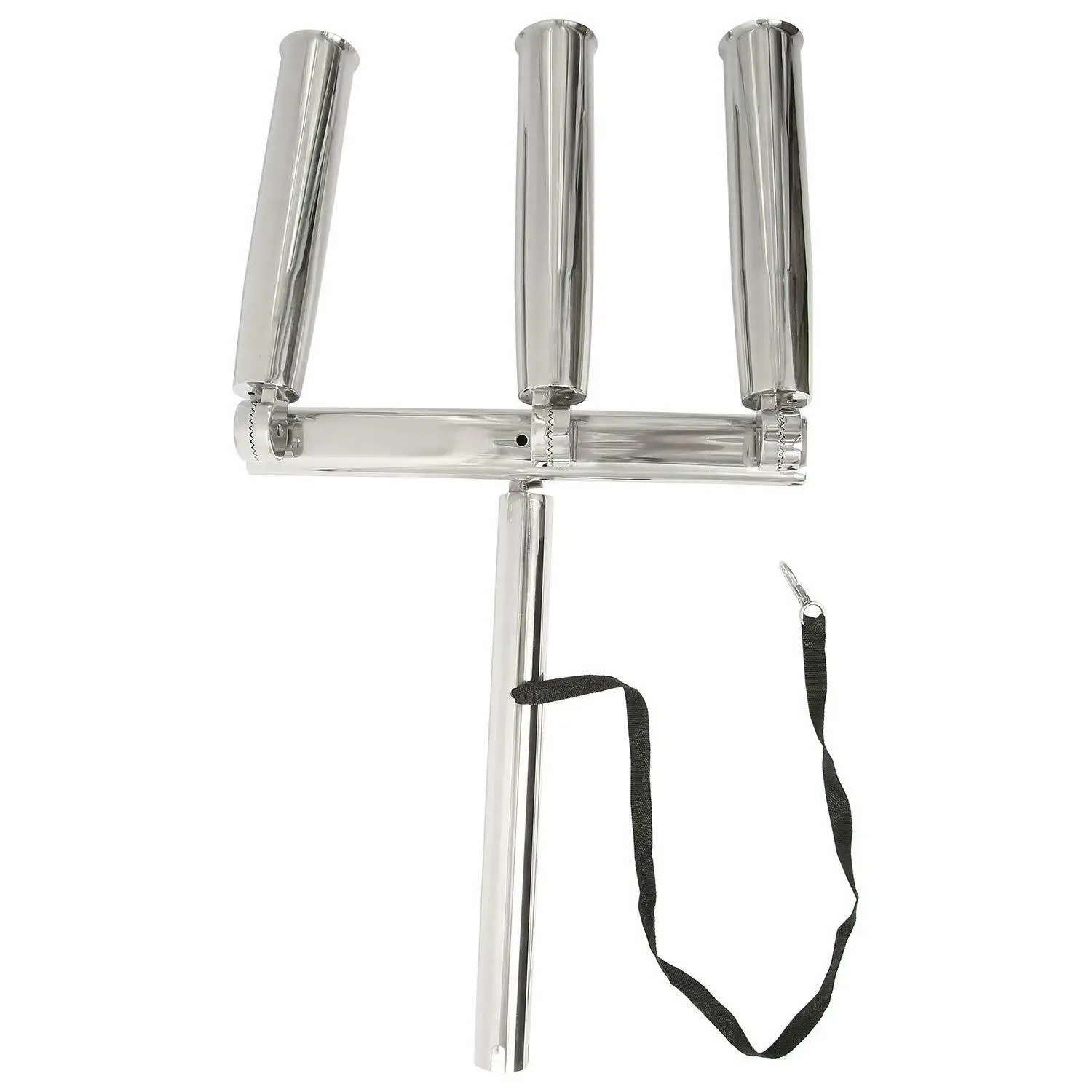 Stainless steel 3-tube rotatable fishing rod bracket for recreational boats