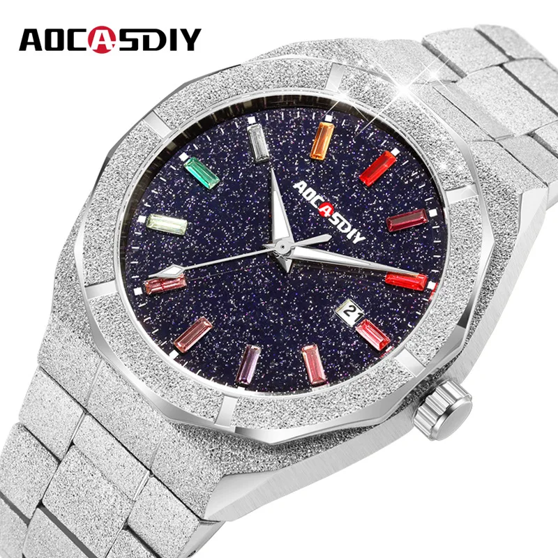 

AOCASDIYWatch мужские модные роскошные звездные кварцевые часы водостойкий стальной ремень мужские часы хит продаж