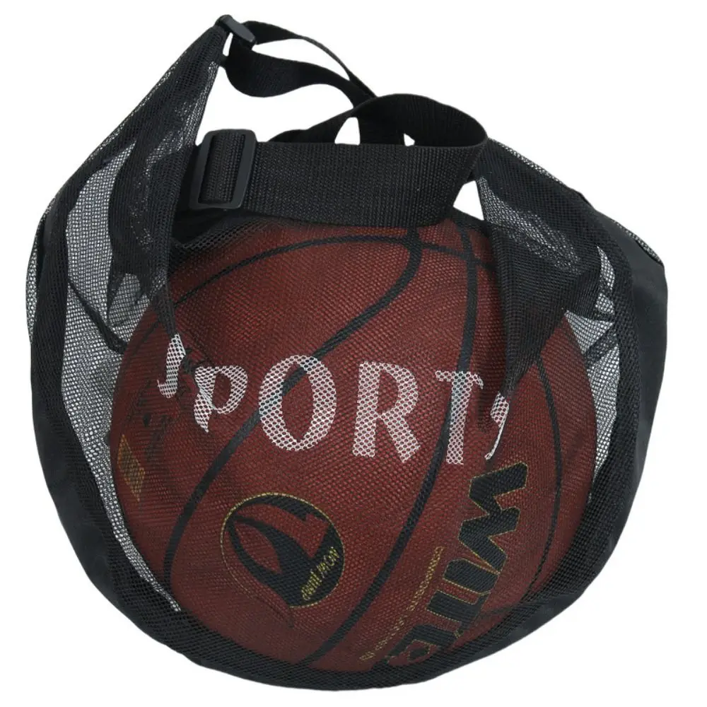 Adjustable Basketball Mesh Bag Single Shoulder Mesh Fabric Crossbody Ball Bag Lightweight Handbag Soccer Storage Case Team Work