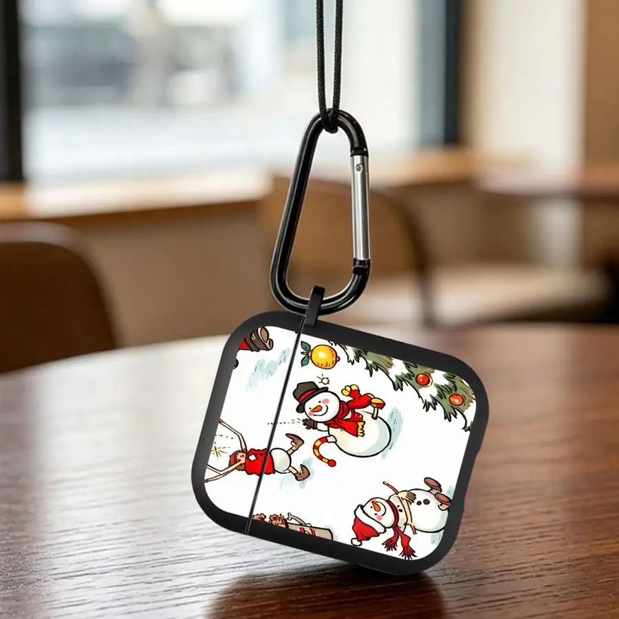 Case For Airpods 5 1 2 Pro2 Pro Pro3 3 4 Earphone Cases Cover With Hook Cartoon Christmas Tree Pattern