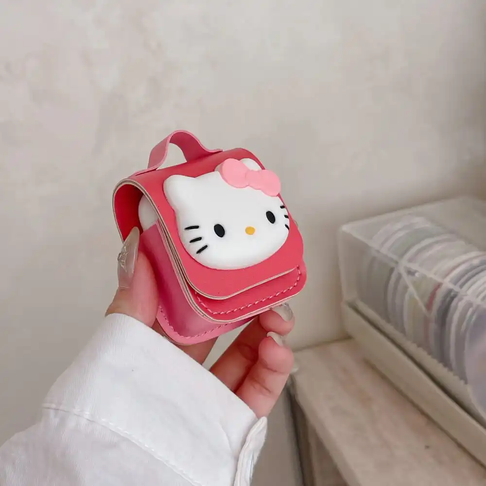 Funda protectora para auriculares de Hello Kitty, cubierta de cuero suave anticaída para AirPods 1, 2, 3 Pro, 2rd