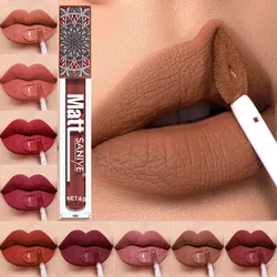 Matte Nude Lip Gloss 9 Colors Velvet Waterproof Long Lasting Non-stick Cup Liquid Lipstick Pigment Sexy Lip Makeup Cosmetics