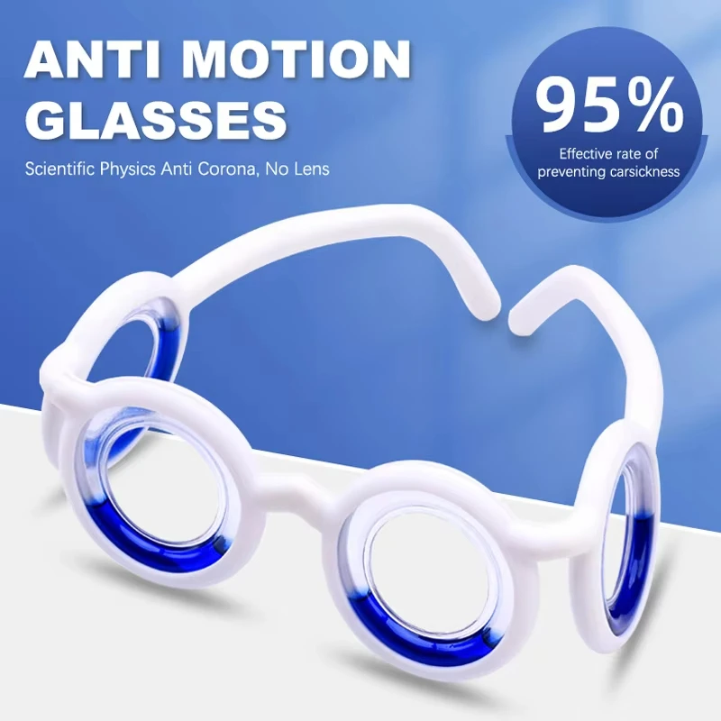 Lunettes anti-vertigo, lunettes contre le mal des transports, soulagement du mal de voiture et du mal de mer, lunettes sans verres liquides pour adultes ou enfants