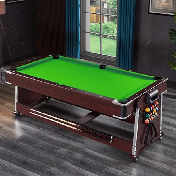 Popular Sell Brown Multi Function 4-in-1 Rotating Games Billiard Pool Table, Air Hockey Table, Table Tennis Table, Dinning Top