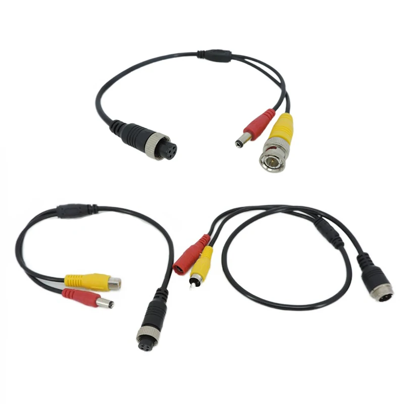 Głowica Aviation M12 4Pin męskie żeńskie do BNC DC RCA przedłużacz ze złączem żeńskim Adapter do kabla dla kamera telewizji przemysłowej bezpieczeństwa