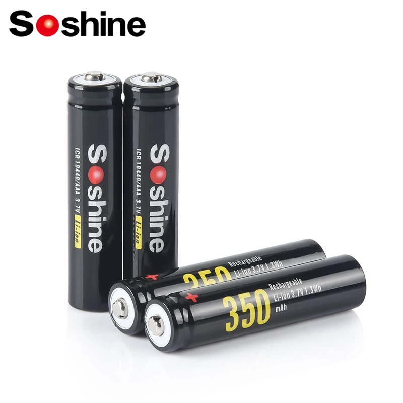 Soshine 350mAh 10440 AAA Li-ion Batteries 3.7V 350mAh Rechargeable Lithium AAA Battery for Microphone Headlamp Flashlight Radio