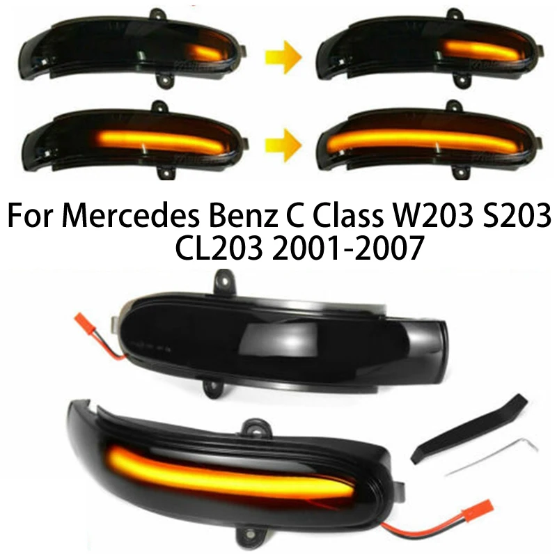 

For Mercedes Benz C Class W203 S203 CL203 2001-2007 Car Turn Signal LED Dynamic Side Mirror Light Blinker Flashing