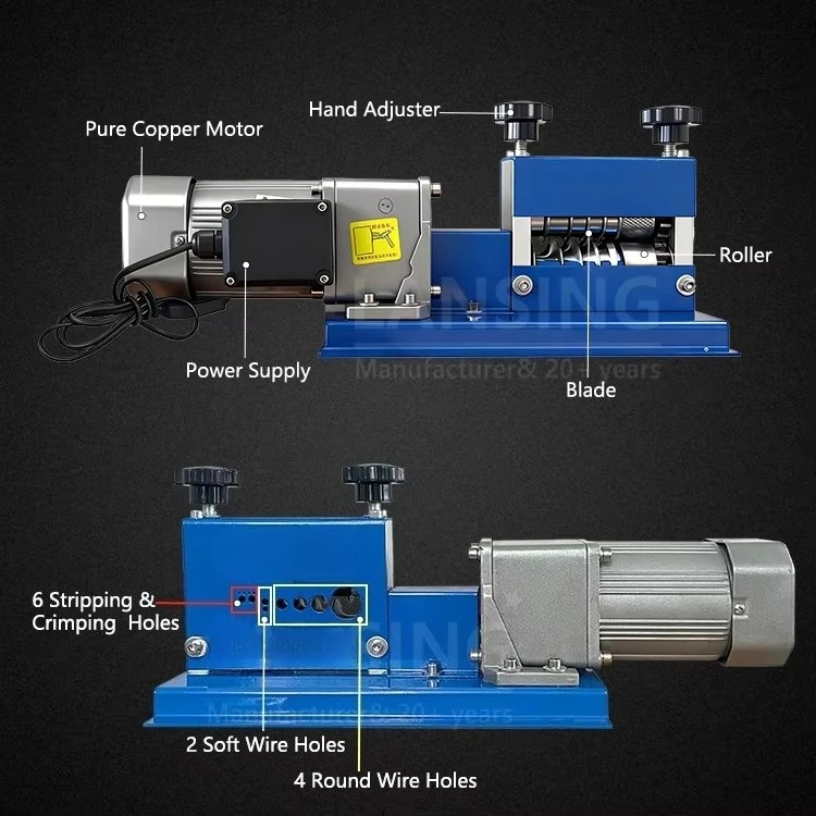 Lansing 20-30M/Minute Speed Efficient Stripping Automatic Wire Stripper Machine With Thickened Base Wire Gauge Range 1-20mm