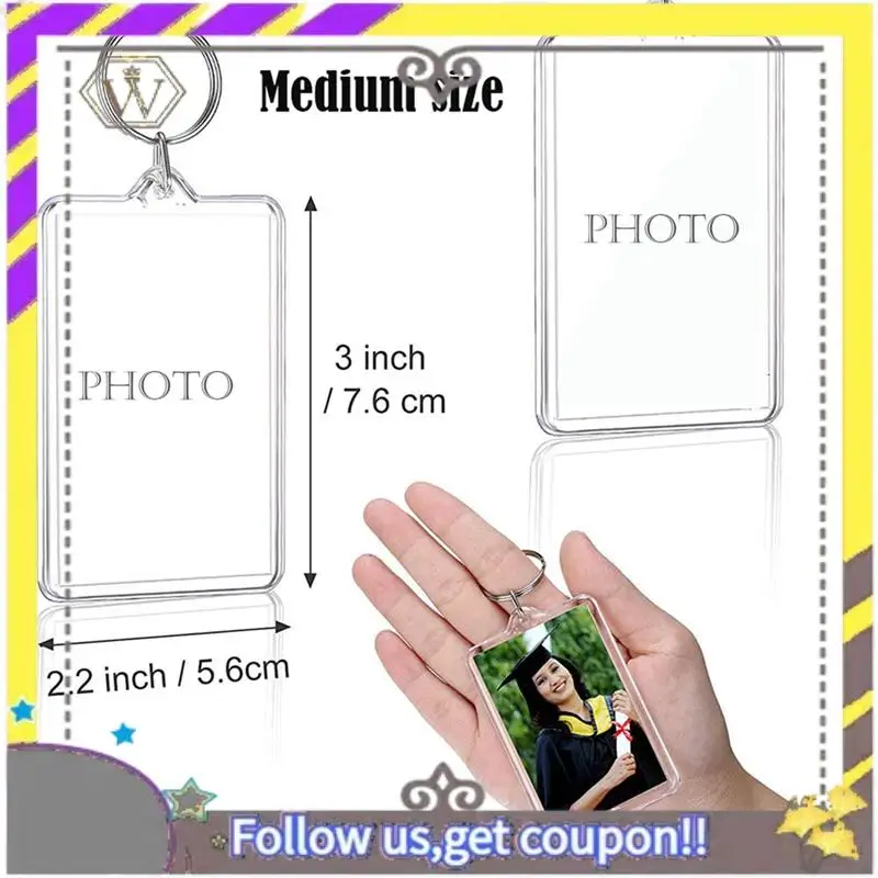 New Picture Keychains Photo Frame Key Chain Pendant Photo Souvenir Decorative Buckle DIY Gift Key Chain Durable
