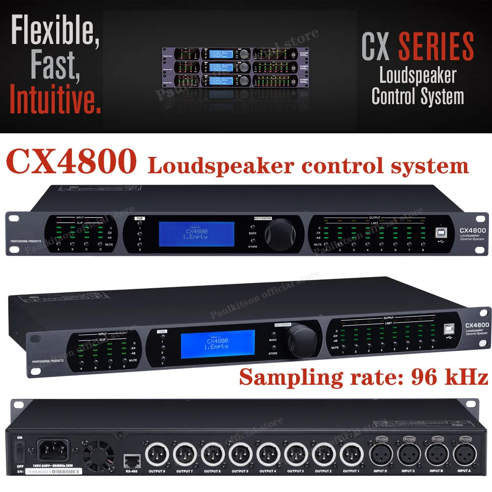 CX4800 Professional Audio Processor Compatible Original Software 32-bit DSP Audio Processing 4x8 Loudspeaker Control System