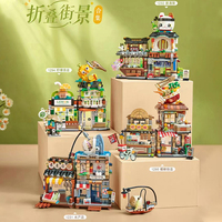 Creative Mini Blocks Kids Building Bricks Snack Bar Sea Fish Food House Lemon Tea Shop Luosifen Store Puzzle Toys Girls Gift