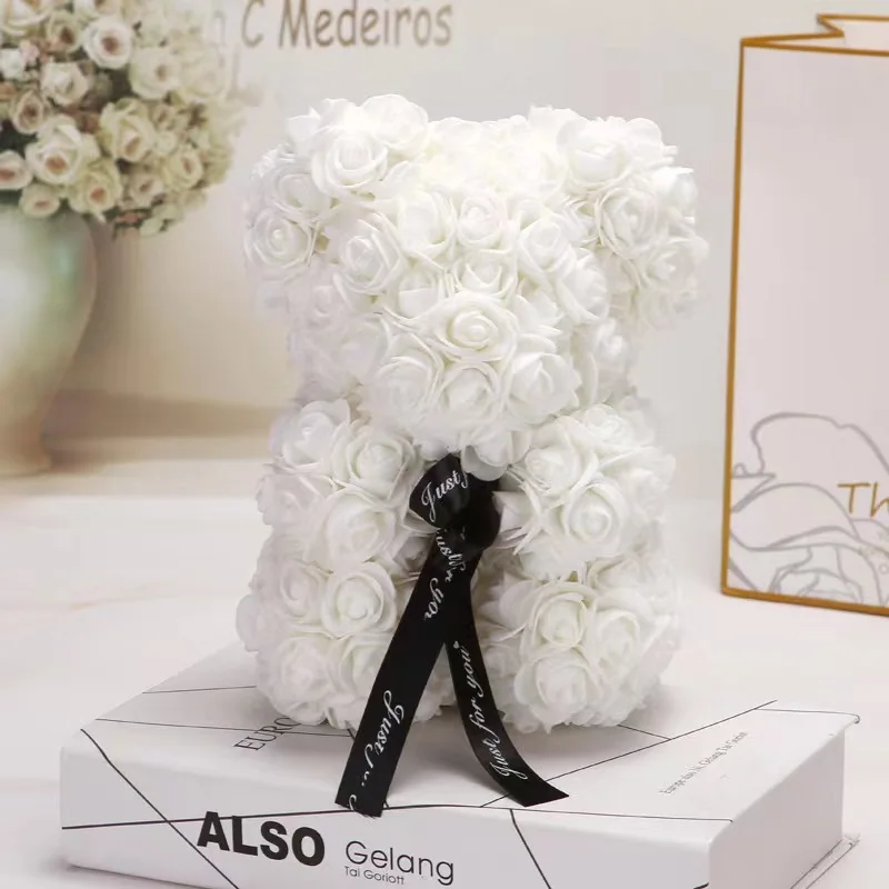 Rose Bear NEW Valentines Day Gifts 25cm Flower Bears Artificial Floral Decorations Mother' DAY Gift For Girlfriend Festival And image 3