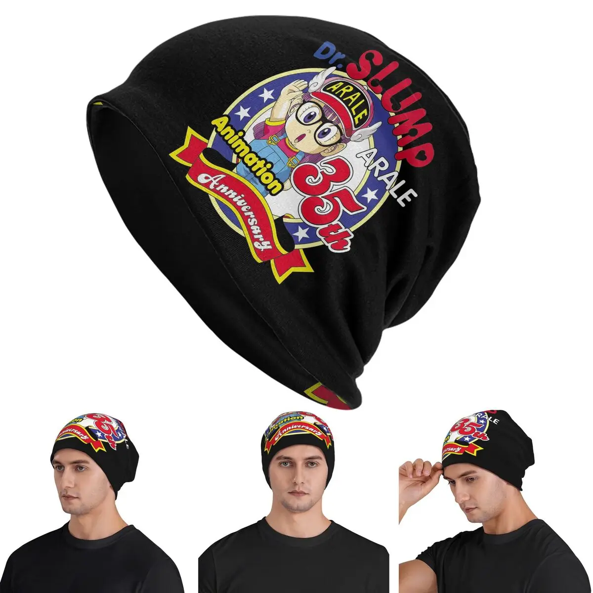 

Милые шапки-бини Dr.Slump Robot Girl Arale Hoyoyo Skullies, теплая осенне-зимняя уличная шапка, вязаные шапки с капюшоном для мужчин и женщин