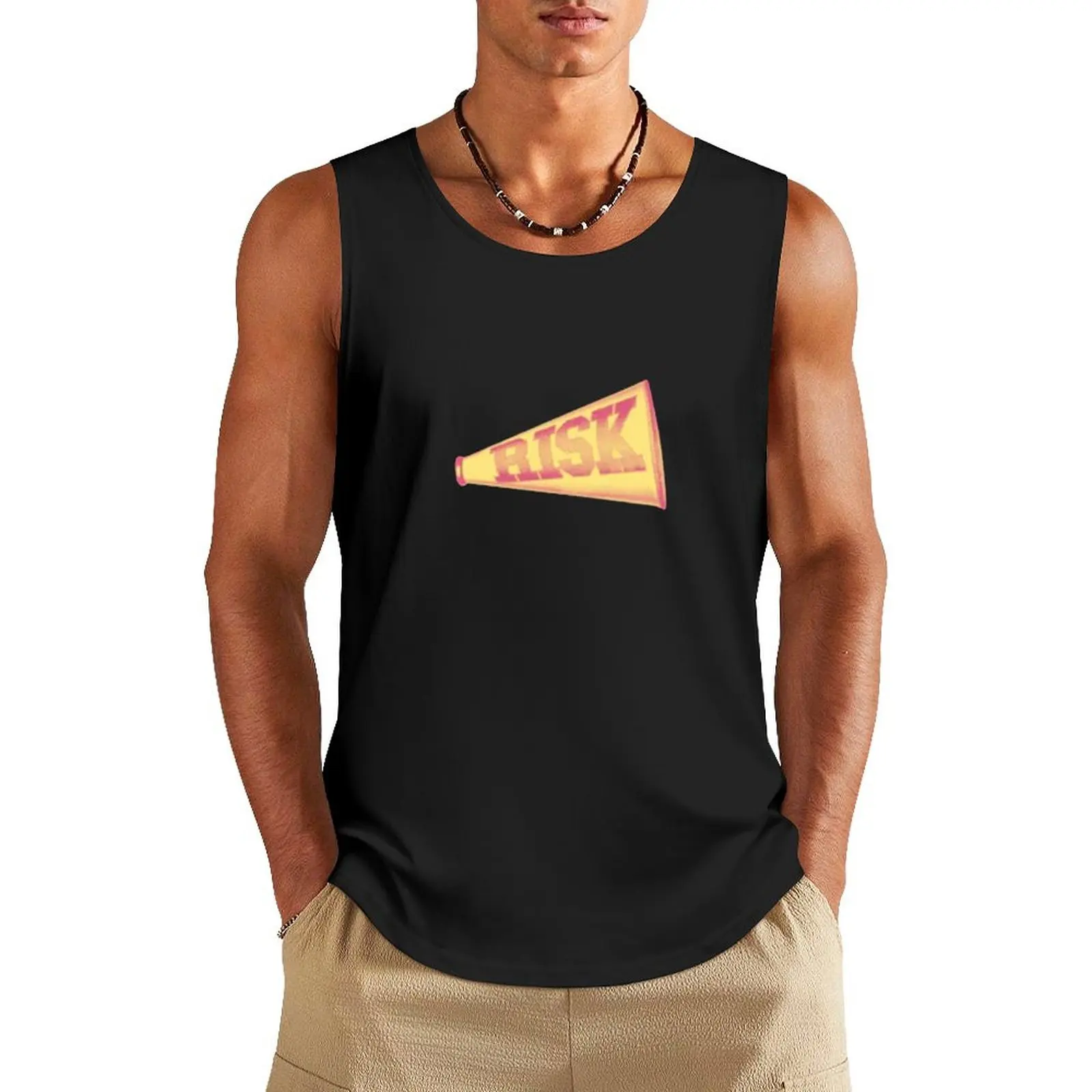 

Risk Yellow and Pink Megaphone Pop Art Design Tank Top gym Man summer clothes Men's gym t-shirt Sleeveless top