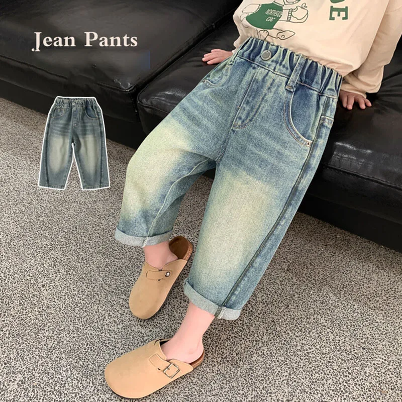 MILANCEL Girls' Jeans 2-7 Years Spring and Autumn Children's Demin Pants Korean Style Trendy Kid's Boys Trousers