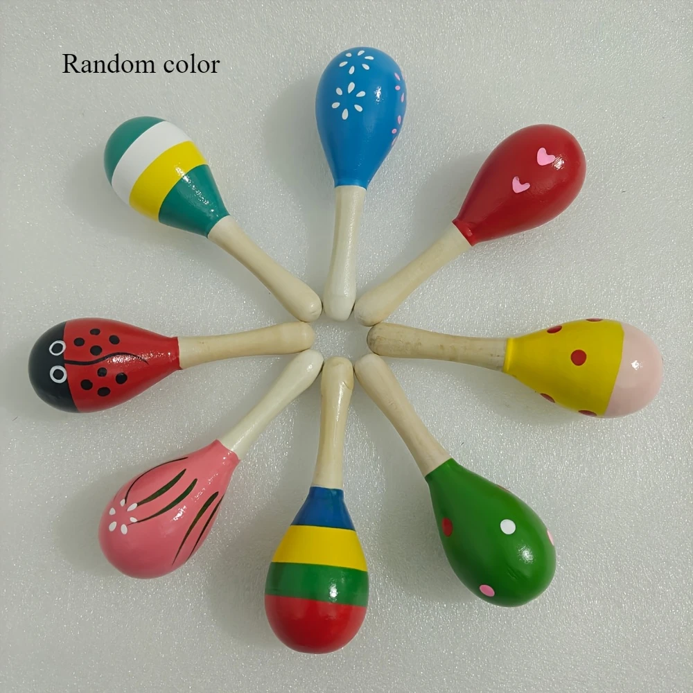 1 قطعة مطرقة رملية - أداة قرع خشبية لتعليم الموسيقى للأطفال، شاكر إيقاعي 12 سم مع طلاء صديق للبيئة