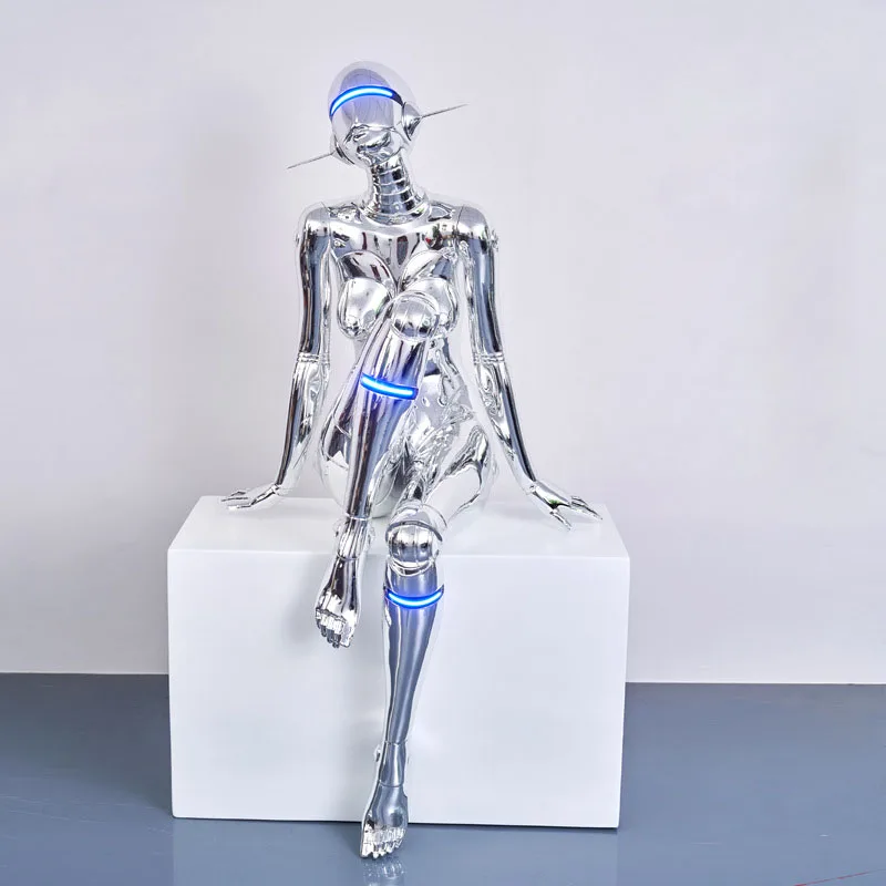 Modern human sculpture model room sales KTV art decorative lamp hotel lobby decorative silver electroplating floor lamp