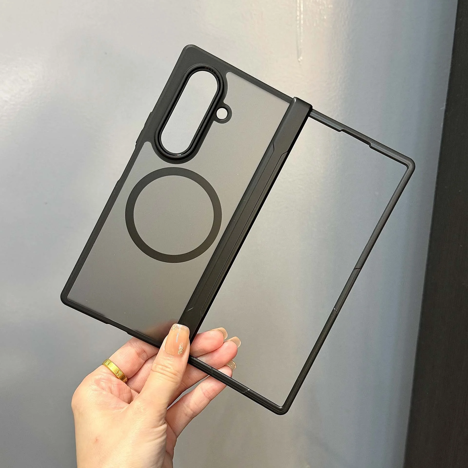 Funda Magnética Mate para Teléfono, Protectora de Bisagra, Plegable, Compatible con Función de Carga Magnética