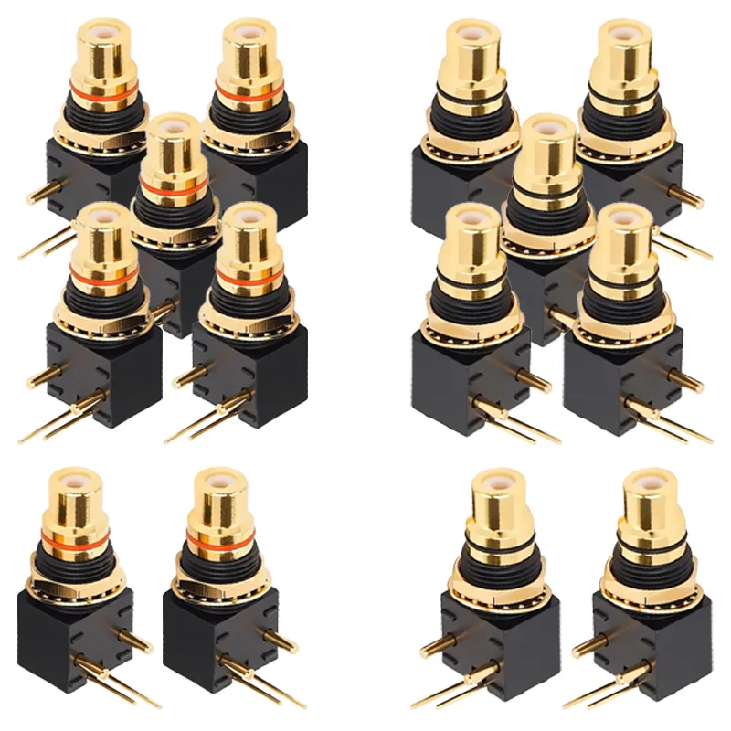 2/4Pcs RCA Female Socket Elbow Pin PCB Panel Mount Adapter Right Angle Gold Plated Decoder Digital Coaxial Connector