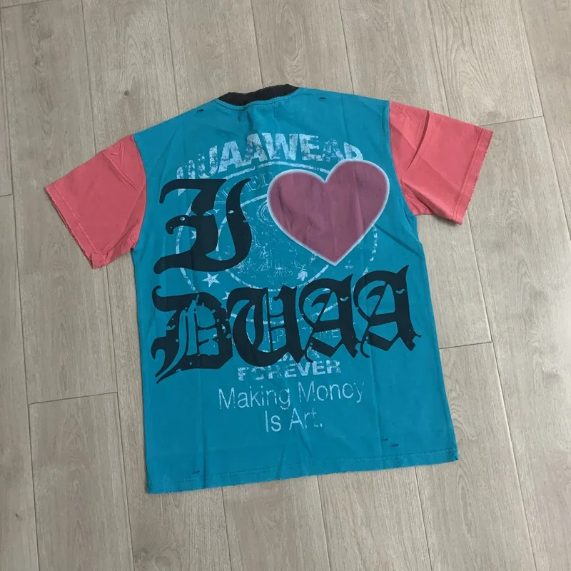 Street Trend Couple High-quality T-shirt Hot Stamping Diamond Splicing Duaa Duaa Short Sleeved T-shirt