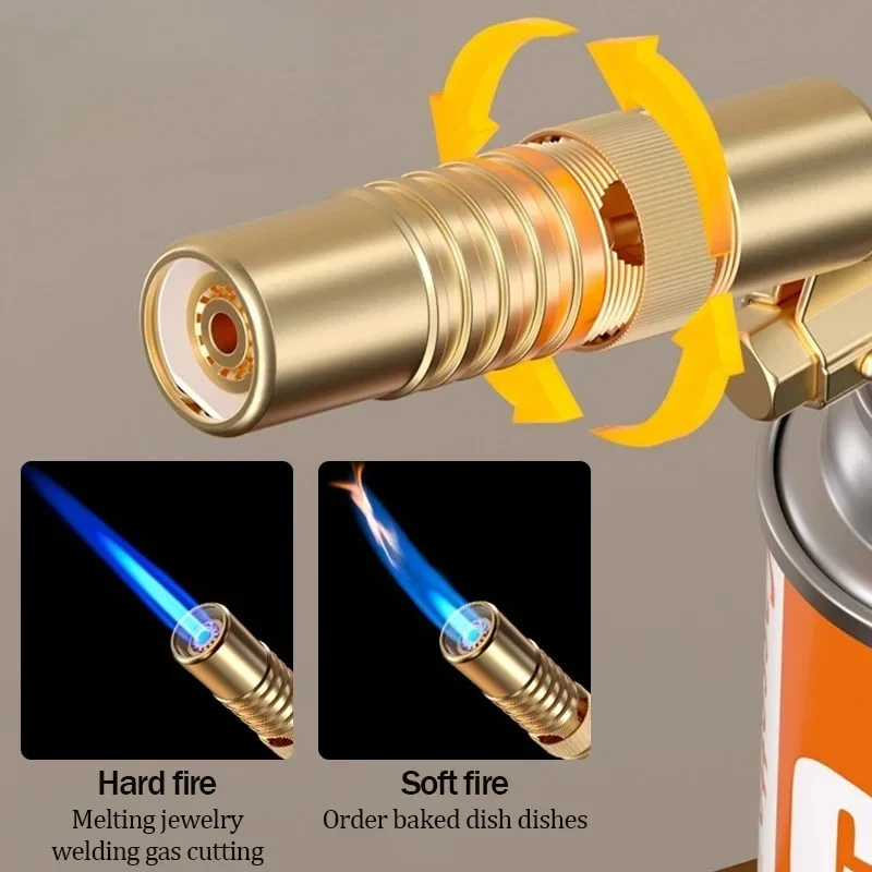 Copper Welding Gas Torch Portable Flame Gun Butane Burner Outdoor Camping BBQ Flamethrower Welding Equipment Kitchen Lighter