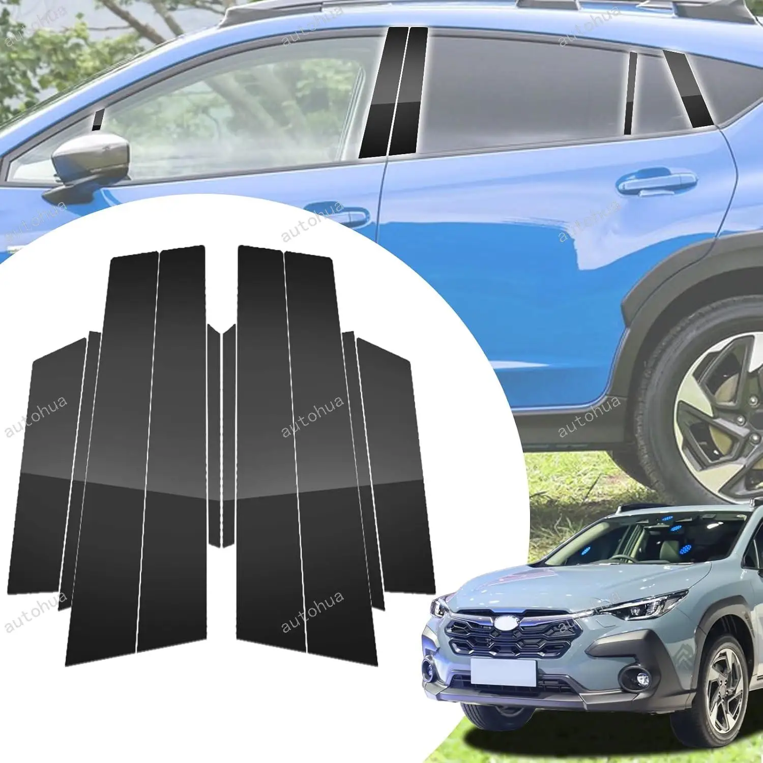 

Door Pillar Post Trim for Subaru Crosstrek 2024-2025 Side Door Pillar Anti Scratch Glossy PC Stickers Cover Moldings 6-pcs