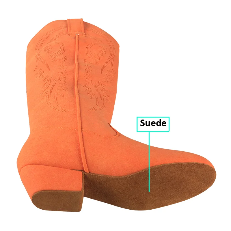 Venus isca cor personalizada sola de camurça estilo ocidental linha sapatos de dança laranja costa oeste balanço país botas de dança