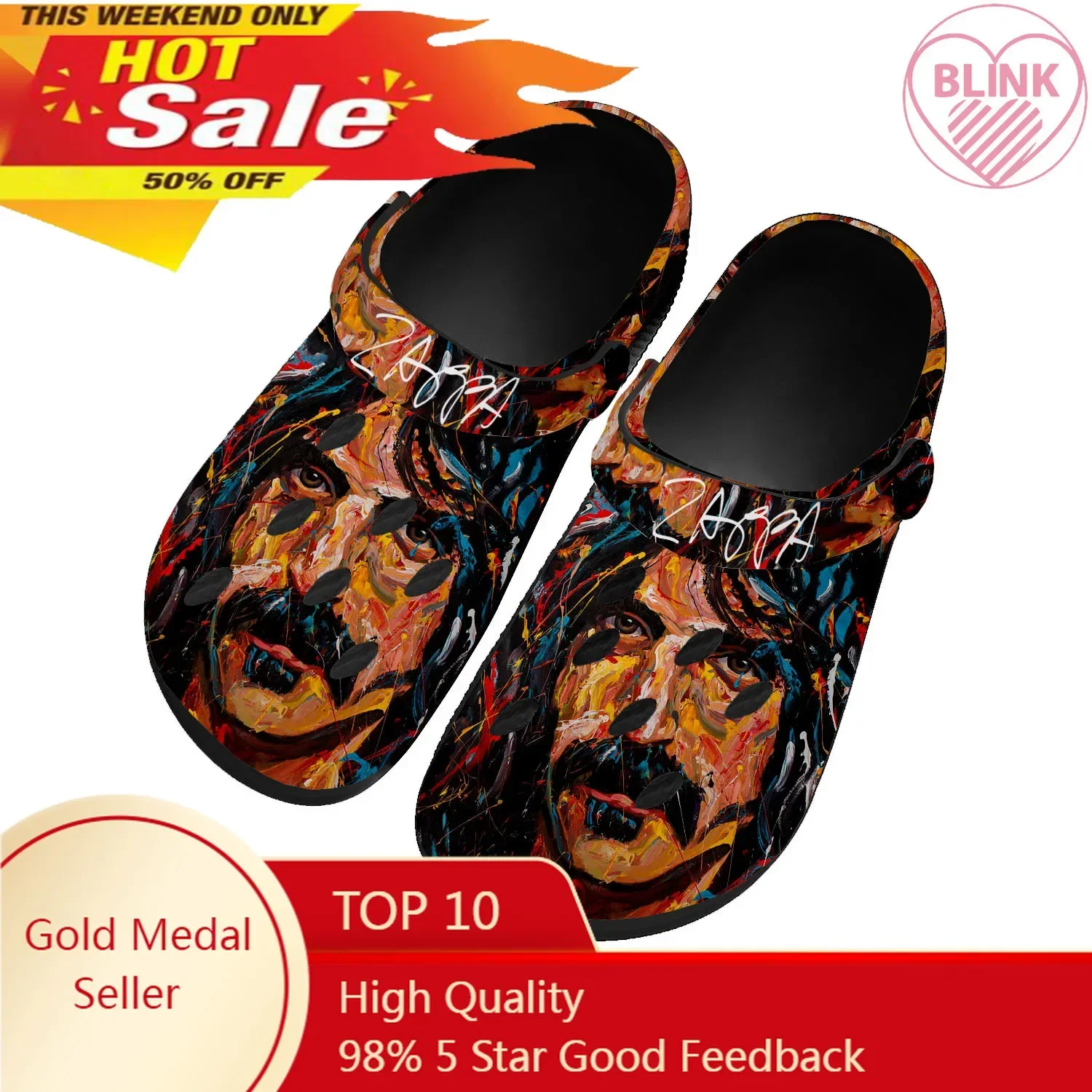 

Frank Zappa Rock Music Home Clogs Custom Water Shoes Mens Womens Teenager Shoe Garden Clog Breathable Beach Hole Slippers Black