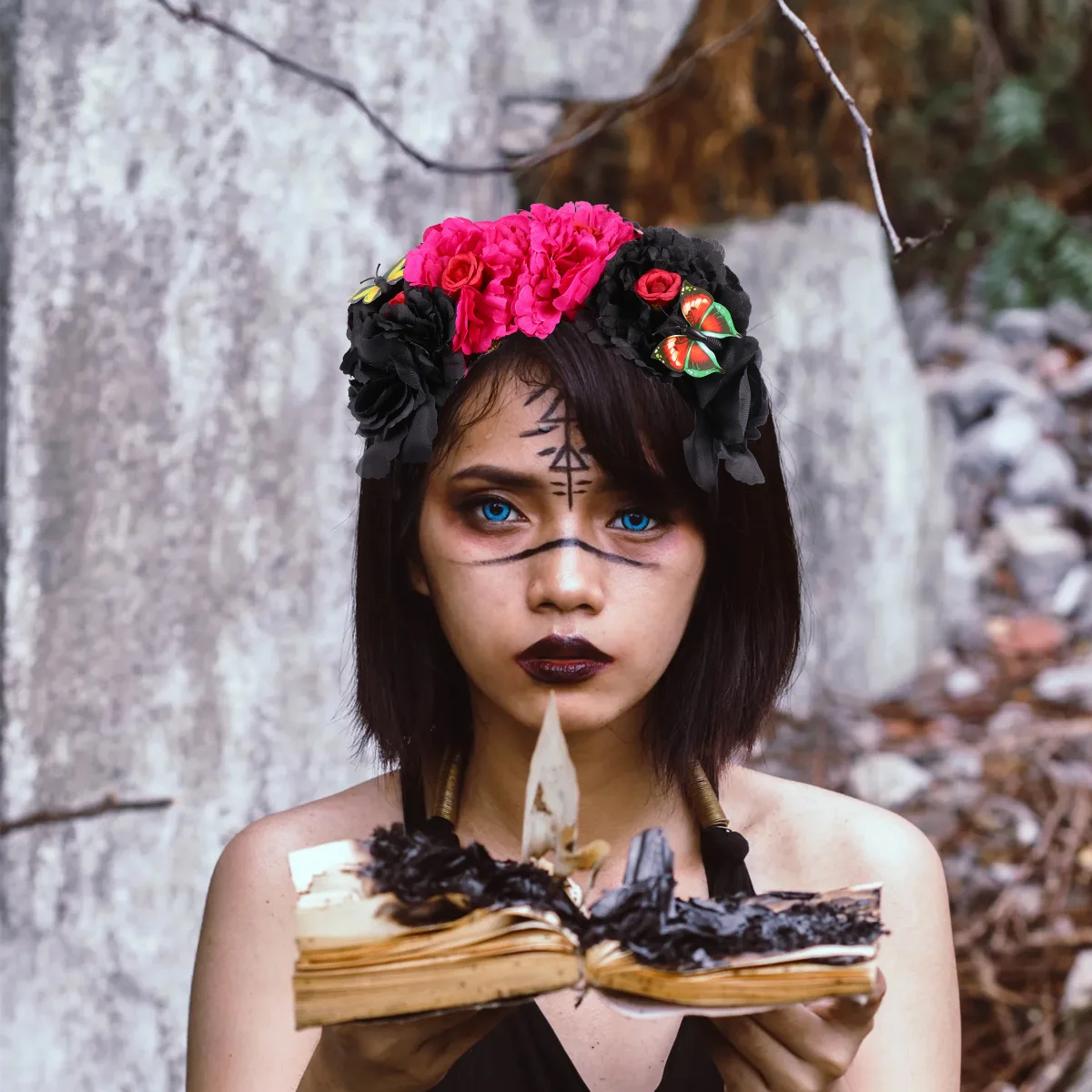 هالوين غطاء الرأس روز زهرة عقال خفيفة الوزن رائعة التفاصيل تأثيري أداء حزب ديكور التصوير الدعامة