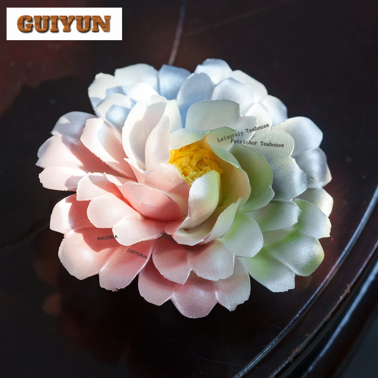 Handcrafted Ceramic Tri-color Peony Flower Incense Holder Incense Waterfall Incense Burners Meditation Censer Home Decoration