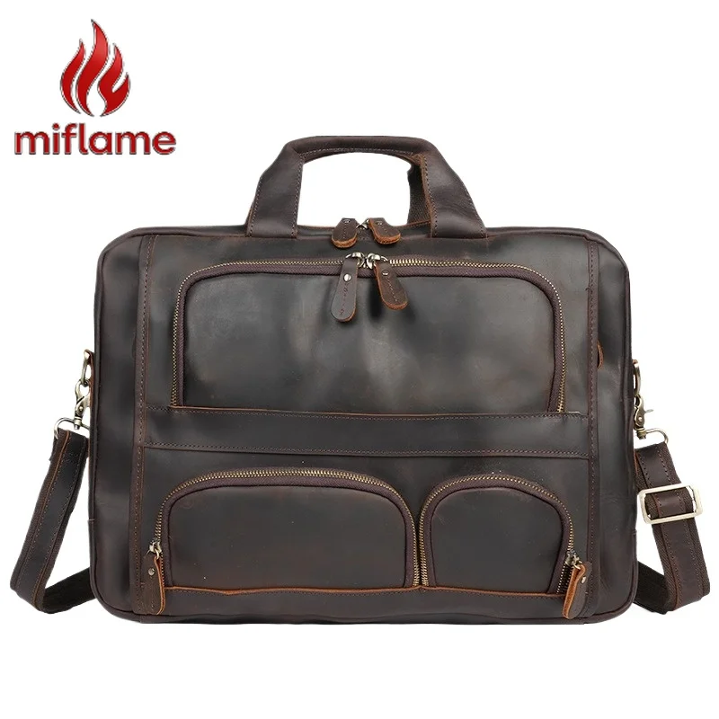 

Men's Vintage Laptop Briefcase Large Capacity Travel Messenger Bag with Pockets for Business Trip Work
