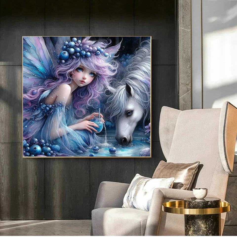5D DIY Diamond Painting Fantasy Butterfly Flowers Fairy Princess Cartoon Girl Drills Cross Stitch Mosaic Art Home Decor