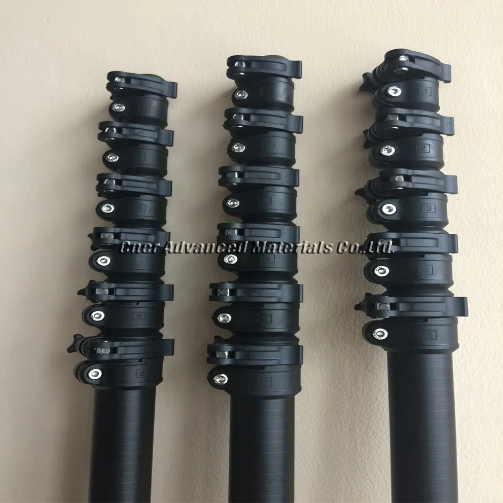 Carbon Telescopic rod 10m 12m 15m Telescopic Cleaning poles/CNER strong carbon fiber vehicle mounted mast with cctv camera