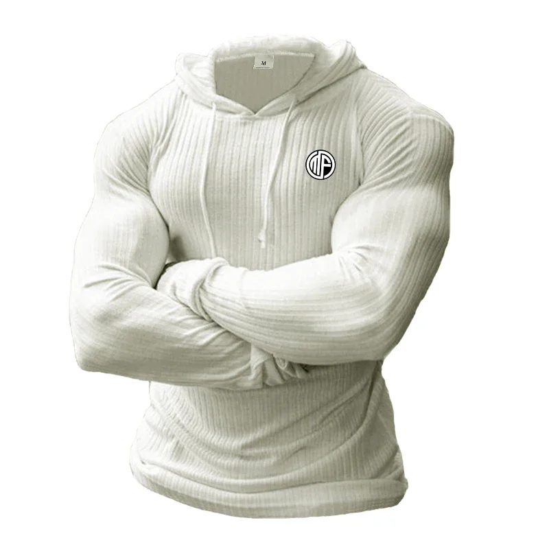 Spring Fashion Knitted Hooded T-shirt Men Thin Stripe Slim Fit Long Sleeve Sweaters Mens Pullovers Knittwear Men Casual T shirt